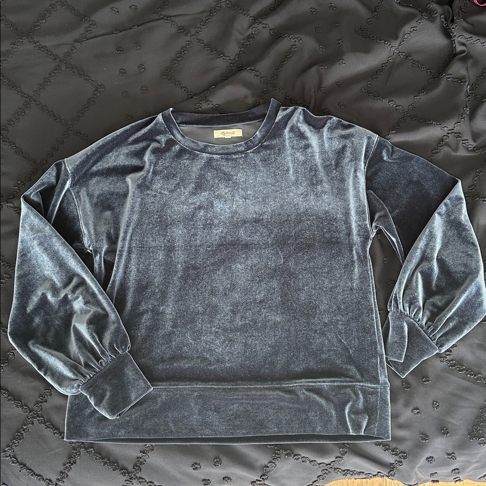 Madewell Navy Velvet Blouse